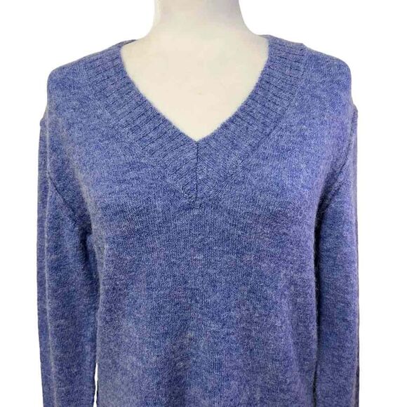 Magaschoni Sz XSmall Blue Wool Alpaca Blend V-Neck Sweater Women’s - Picture 2 of 10